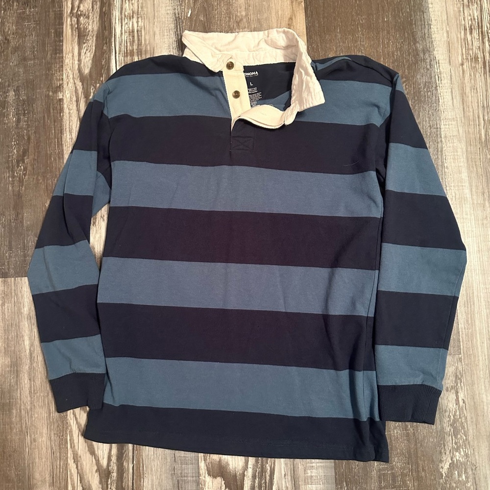 Sonoma Navy and Cream Buttoned rugby Shirt